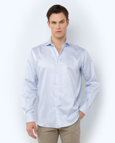 The Bostonians Πουκάμισο Twill Μικροσχέδιο - Sky Blue