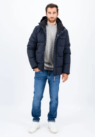 Στρώσιμο μπουφάν με κουκούλα-ΜΠΛΕ