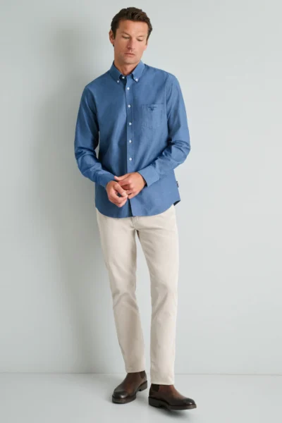 ΠΟΥΚΑΜΙΣΟ COMFORT FIT-ΜΠΛΕ-JEANS