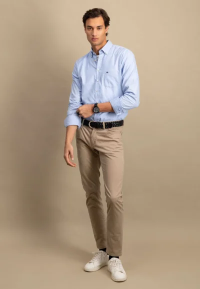 Μαλακό βαμβακερό πουκάμισο Oxford-γαλαζιο