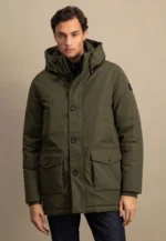 Πάρκα με κουκούλα και τέσσερα κουμπιά-σκουρο πρασινο