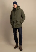 Πάρκα με κουκούλα και τέσσερα κουμπιά-σκουρο πρασινο