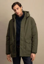 Πάρκα με κουκούλα και τέσσερα κουμπιά-σκουρο πρασινο