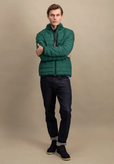 Καπιτονέ μπουφάν με τσέπη στο στήθος-ΠΡΑΣΙΝΟ