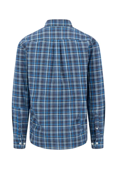 Καρό πουκάμισο με γιακά με κουμπιά-μπλε-γκρι