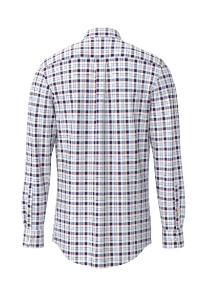 πουκάμισο από λεπτό βαμβάκι καρό-μπλε-γκρι