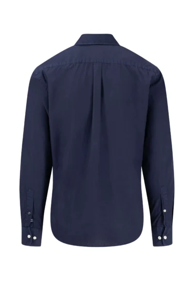 βαμβακερό πουκάμισο με γιακά με κουμπιά-μπλε σκουρο