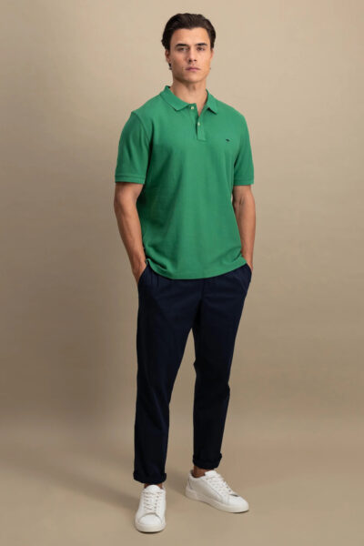 βαμβακερό μπλουζάκι πόλο με λεπτομέρεια με λογότυπο-πρασινο ανοιχτο