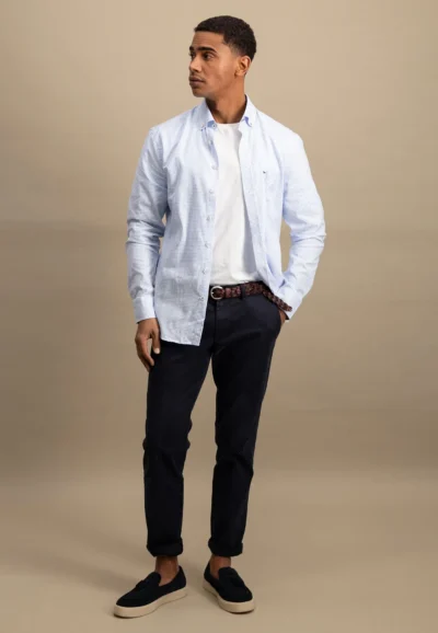 Πουκάμισο Oxford από απαλό βαμβάκι-καρω γαλαζιο