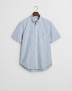 Πουκάμισο Seersucker με κοντό μανίκι με κανονική εφαρμογή-ΜΠΛΕ-ΡΙΓΕ