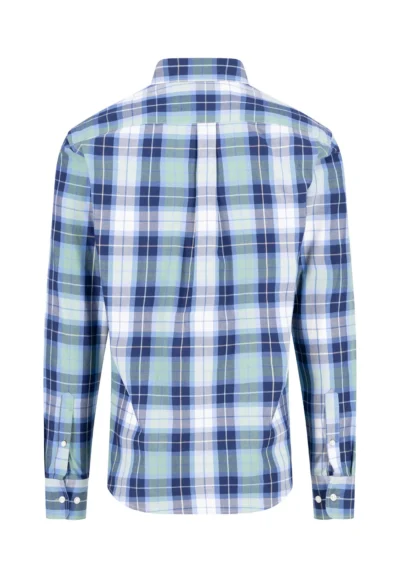 Βαμβακερό πουκάμισο με μεγάλο καρό σχέδιο και γιακά με κουμπιά-μπλε σκουρο-πρασινο