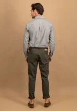 Βαμβακερό πουκάμισο με γιακά με κουμπιά-καφε