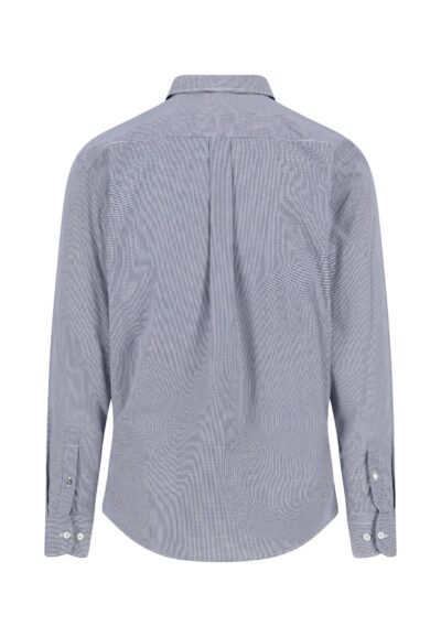 Βαμβακερό πουκάμισο με μικροκάρο και γιακά Kent-μπλε