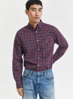 Μακρυμάνικo Πουκάμισο σε Κανονική Γραμμή Καρό Bordeaux- κοκκινο gant