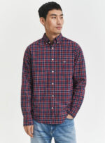 Μακρυμάνικo Πουκάμισο σε Κανονική Γραμμή Καρό Bordeaux- κοκκινο gant