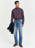 Μακρυμάνικo Πουκάμισο σε Κανονική Γραμμή Καρό Bordeaux- κοκκινο gant