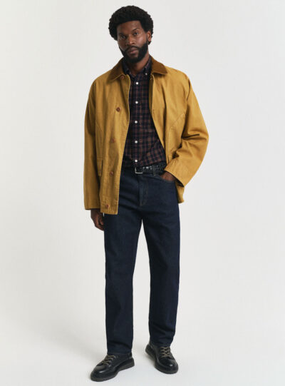 Μακρυμάνικo Κοτλέ Πουκάμισο σε Κανονική Γραμμή Καρό Dark Blue