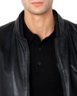 ΜΠΟΥΦΑΝ ΔΕΡΜΑΤΙΝΟ BOMBER REGULAR FIT-ΜΑΥΡΟ