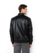 ΜΠΟΥΦΑΝ ΔΕΡΜΑΤΙΝΟ BOMBER REGULAR FIT-ΜΑΥΡΟ