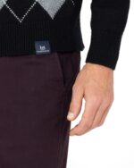 ΠΛΕΚΤΟ JAQUARD ΛΑΙΜΟΚΟΨΗ REGULAR FIT-ΜΑΥΡΟ