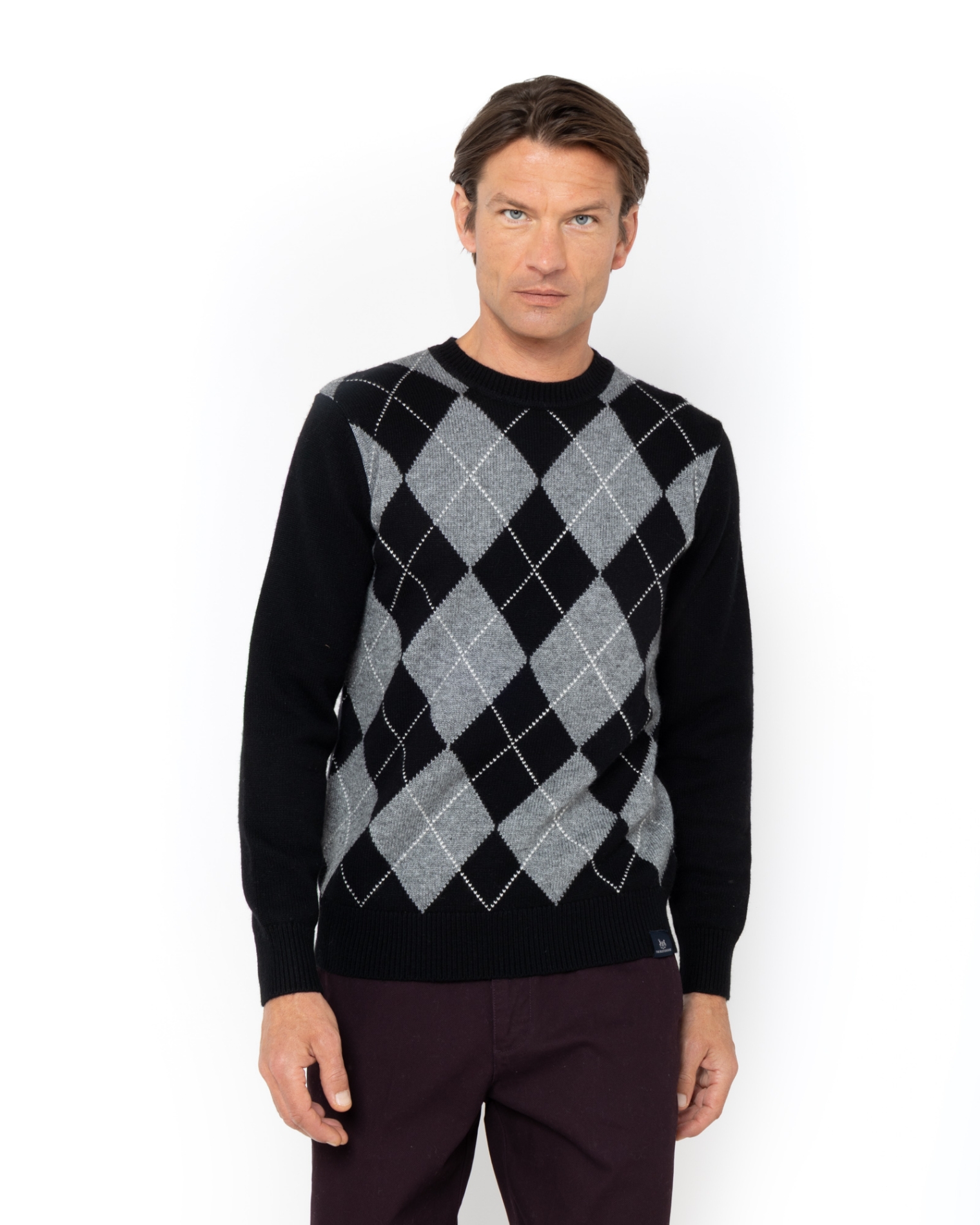 ΠΛΕΚΤΟ JAQUARD ΛΑΙΜΟΚΟΨΗ REGULAR FIT-ΜΑΥΡΟ ΠΛΕΚΤΟ JAQUARD ΛΑΙΜΟΚΟΨΗ REGULAR FIT-ΜΑΥΡΟ