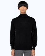 ΠΛΕΚΤΟ MERINO ΛΟΥΠΕΤΟ REGULAR FIT-ΜΑΥΡΟ