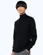 ΠΛΕΚΤΟ MERINO ΛΟΥΠΕΤΟ REGULAR FIT-ΜΑΥΡΟ