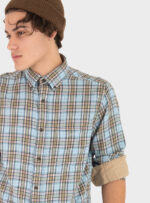 GantΜακρυμάνικo Φανελένιο Πουκάμισο σε Κανονική Γραμμή Καρό Light Blue