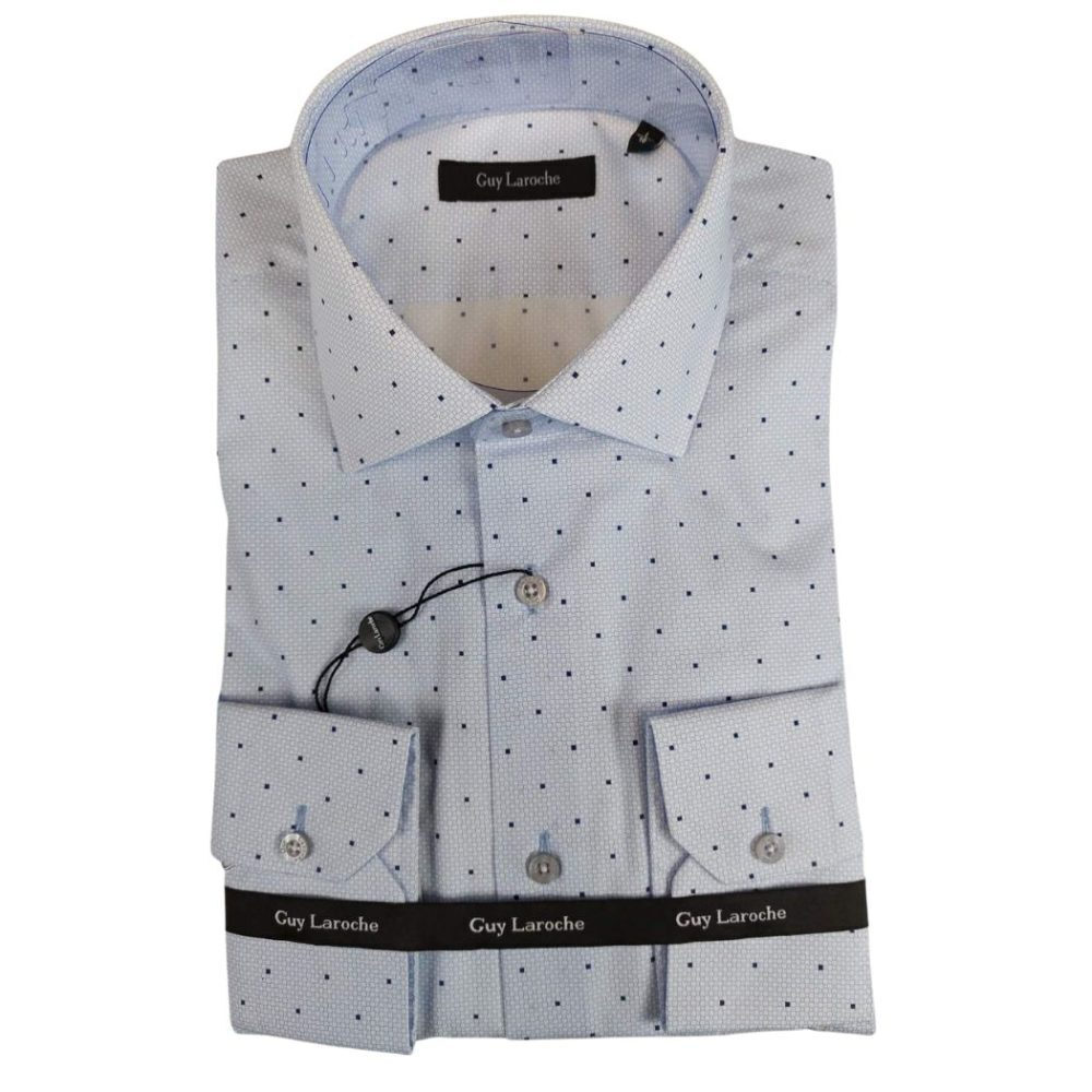 Guy LarocheΜακρυμάνικo Βαμβακερό Πουκάμισο σε Κανονική Γραμμή Σιέλ