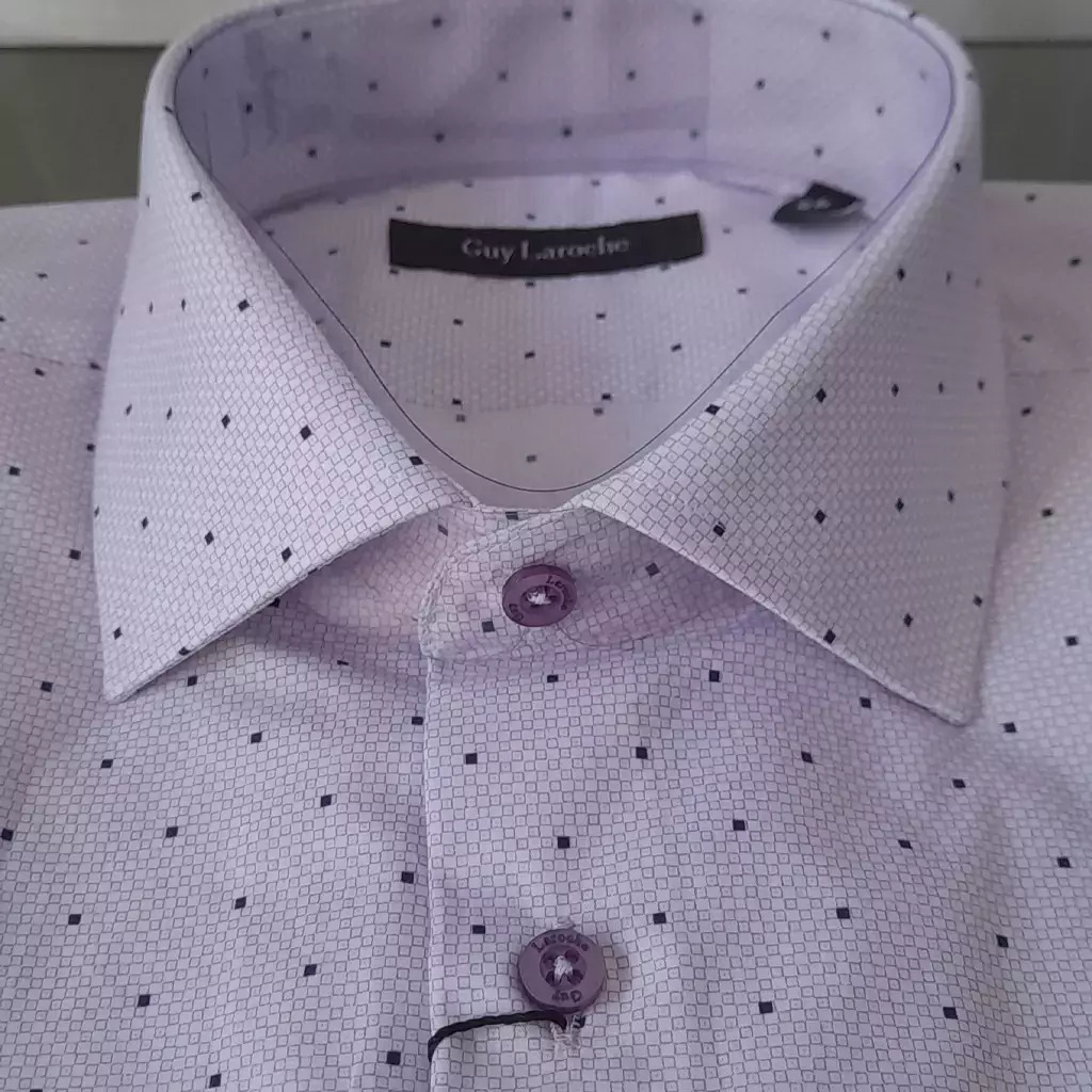 Guy LarocheΜακρυμάνικo Βαμβακερό Πουκάμισο σε Κανονική Γραμμή Λιλά