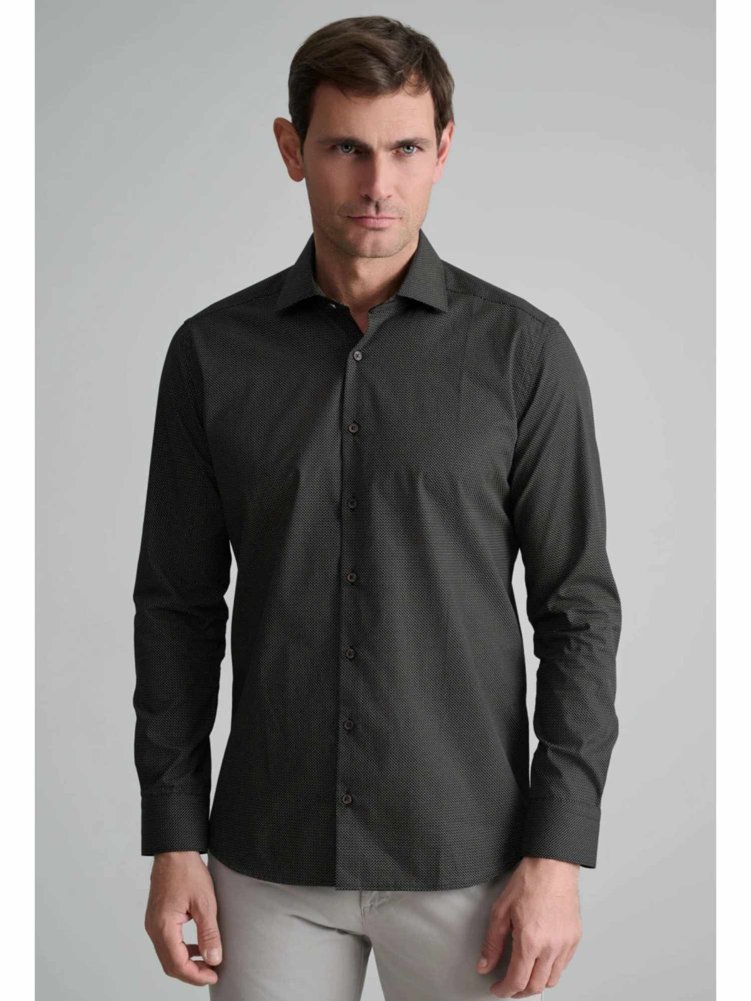 Navy & Green Πουκάμισο fit line raven lt brown βαμβακερό