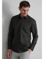 Navy & Green Πουκάμισο fit line raven lt brown βαμβακερό