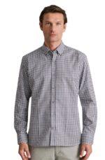 Navy & Green ανδρικό πουκάμισο καρό comfort fit-γκρι-ασπρο