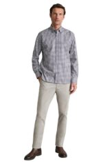 Navy & Green ανδρικό πουκάμισο καρό comfort fit-γκρι-ασπρο