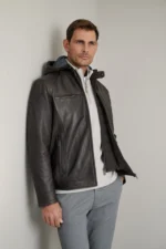 ΔΕΡΜΑΤΙΝΟ ΤΖΑΚΕΤ-ΚΑΦΕ ΣΚΟΥΡΟ