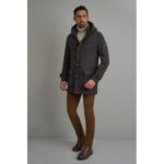 NAVY AND GREEN ΜΟΝΤΓΚΟΜΕΡΙ ΜE ΑΠΟΣΠΩΜΕΝΗ ΚΟΥΚΟΥΛΑ  ΓΚΡΙ-ΚΑΦΕ