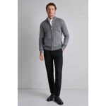 NAVY AND GREEN ΠΛΕΚΤΗ ΒΑΜΒΑΚΕΡΗ ΖΑΚΕΤΑ ΜΕ ΦΕΡΜΟΥΑΡ-ΓΚΡΙ