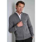 NAVY AND GREEN ΠΛΕΚΤΗ ΒΑΜΒΑΚΕΡΗ ΖΑΚΕΤΑ ΜΕ ΦΕΡΜΟΥΑΡ-ΓΚΡΙ