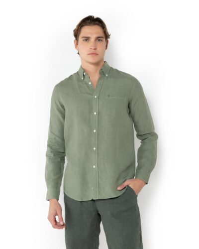 ΠΟΥΚΑΜΙΣΟ ΛΙΝΟ REGULAR FIT-ΠΡΑΣΙΝΟ