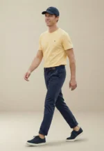 Βαμβακερό μπλουζάκι με στρογγυλή λαιμόκοψη-κιτρινο απαλο