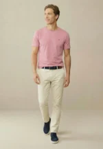 Βαμβακερό μπλουζάκι με στρογγυλή λαιμόκοψη-ροζ