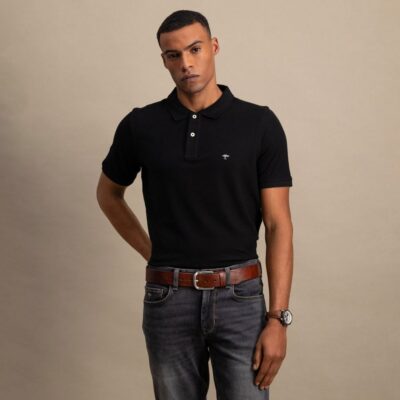 Polo Μπλούζα Πικέ Κανονική Γραμμή-μαυρο