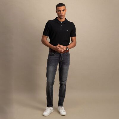 Polo Μπλούζα Πικέ Κανονική Γραμμή-μαυρο