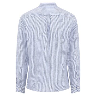 Πουκάμισο Λινό Ριγέ Κανονική Γραμμή-μπλε