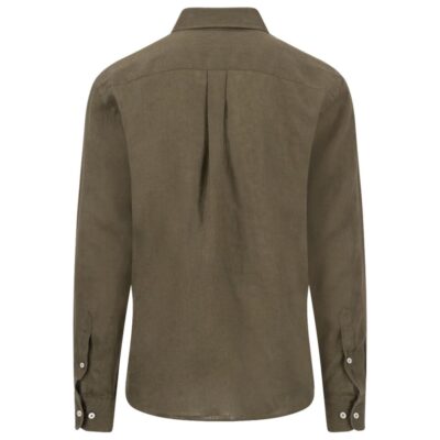 Πουκάμισο Λινό Κανονική Γραμμή-σκουρο πρασινο