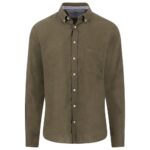 Πουκάμισο Λινό Κανονική Γραμμή-σκουρο πρασινο