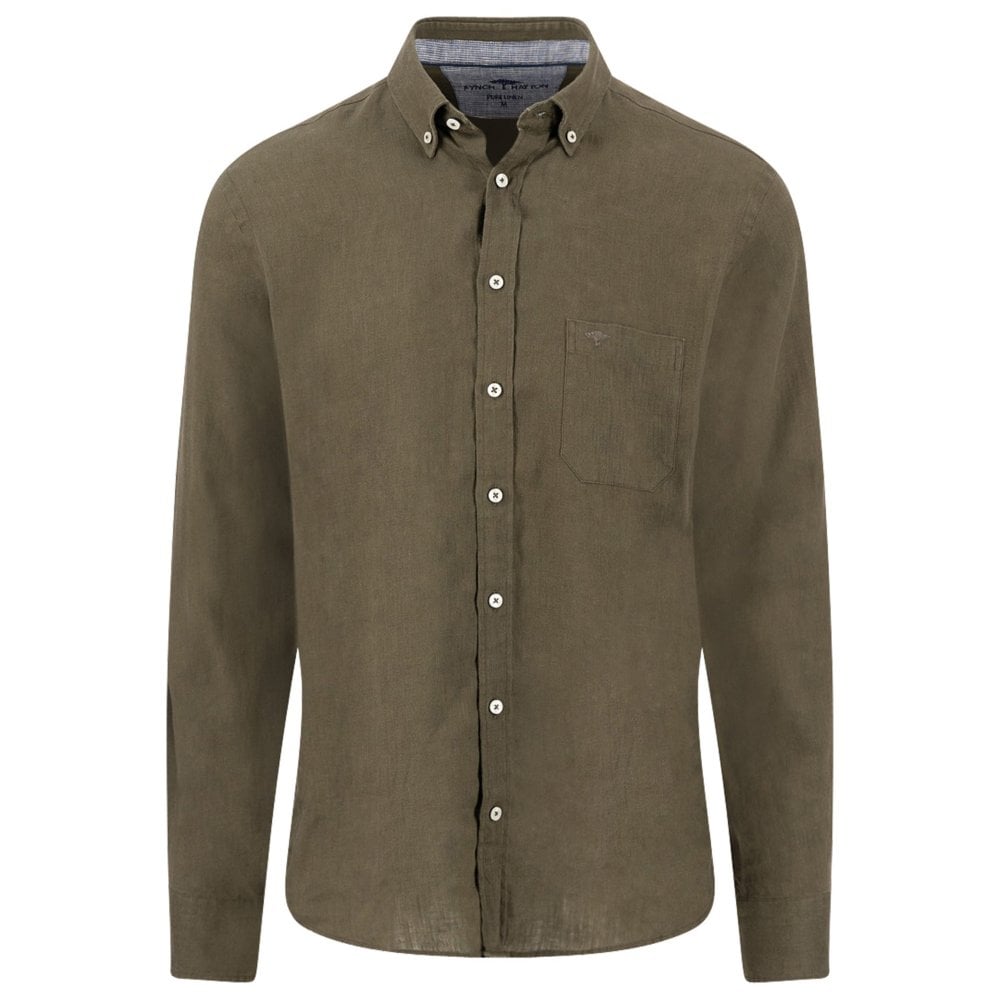 Πουκάμισο Λινό Κανονική Γραμμή-σκουρο πρασινο Πουκάμισο Λινό Κανονική Γραμμή-σκουρο πρασινο