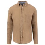Πουκάμισο Λινό Κανονική Γραμμή-καφε