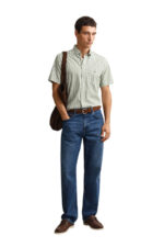 GantΚοντομάνικο Πουκάμισο σε Κανονική Γραμμή Ριγέ Πράσινο - Άσπρο