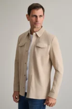 ΔΕΡΜΑΤΙΝΟ OVERSHIRT-ΓΚΡΙ-ΜΠΕΖ